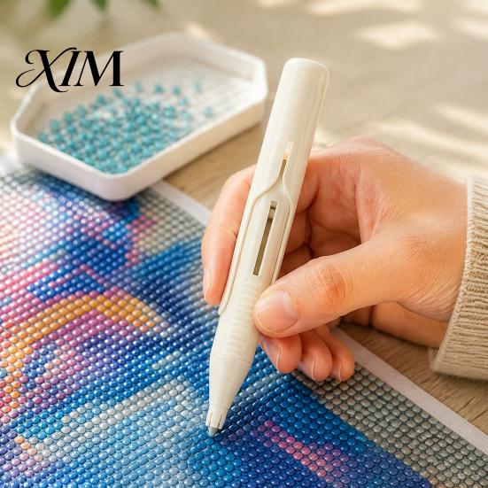 Handheld Rhinestone Tool Automatic Bead Dispenser, Faux Diamond Art Pen with Ergonomic Grip, Portable Applicator Wax-Free for Round Diamonds,