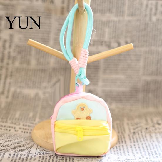 Kawaii Style Small Wallet Coin Purse, Macaron Mini Backpack Pendant with Lanyard, Lightweight Purse for Girls Pouch Double Zippered Compartments