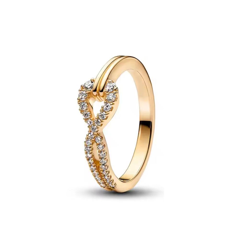 2026 New 925 Sterling Silver Ring Lover's Holiday Gift Jewelry Women Butterfly Pink Heart Golden Infinite Rings
