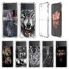 Case For Samsung Galaxy Z Flip 3 4 5G Funda Z Flip3 Clear PC Hard Shockproof Phone Shell Wolf Dog Cat Bird Lion Tiger Animal