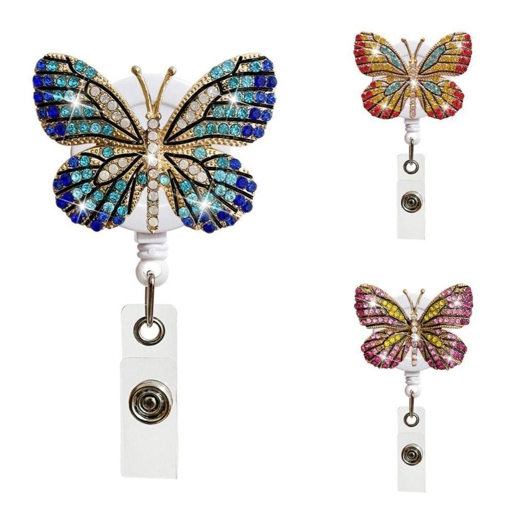 Rotate Badge Reel Clip Rhinestone Name Card Parts New ID Badge Holder