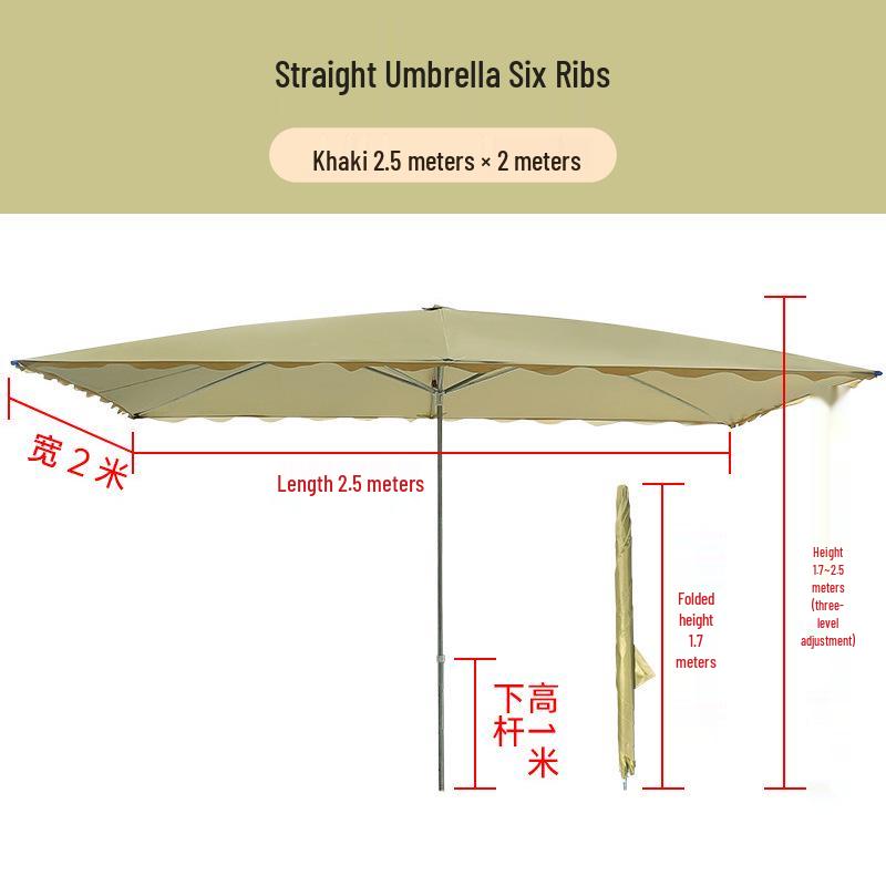 Large Rectangular Folding Patio Umbrella with Canopy Sun Protection