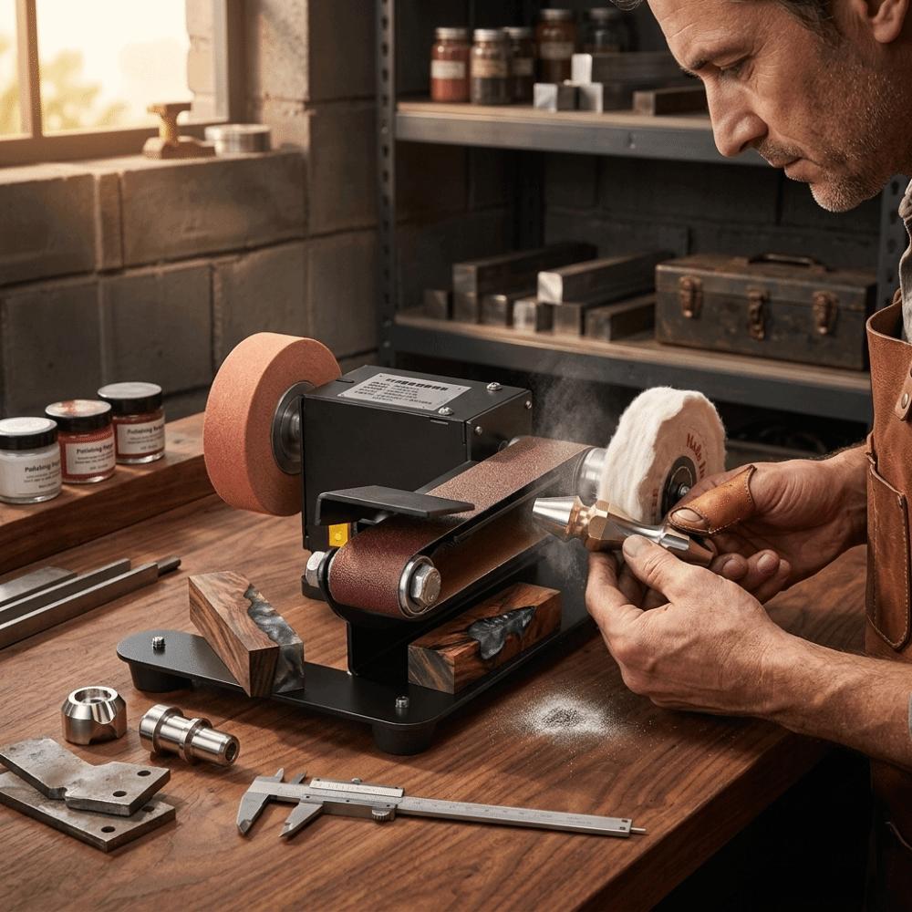Adjustable Speed Mini Electric Polishing Machine Dual Wheel Sharpener Deburring Work