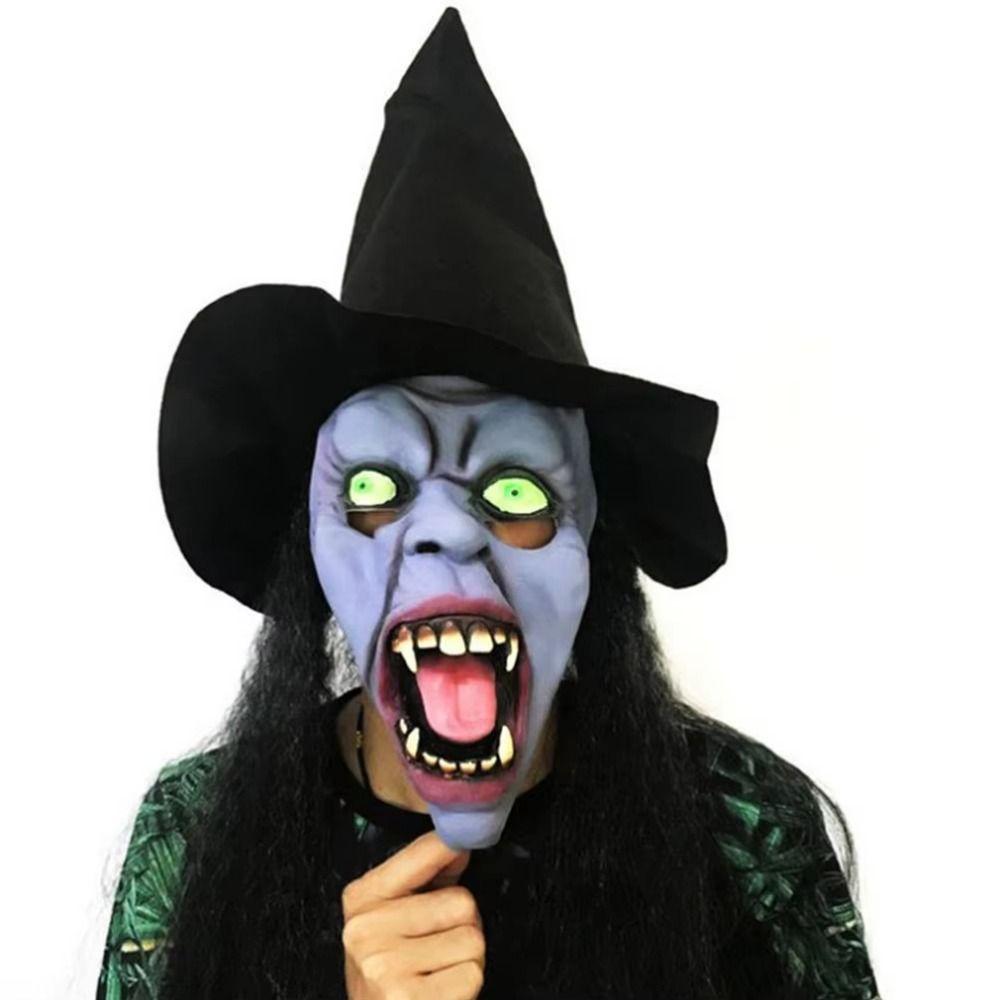 Lightweight Halloween Cosplay Mask Creative Witch Mask with Hat Halloween Witch Mask Haunted House