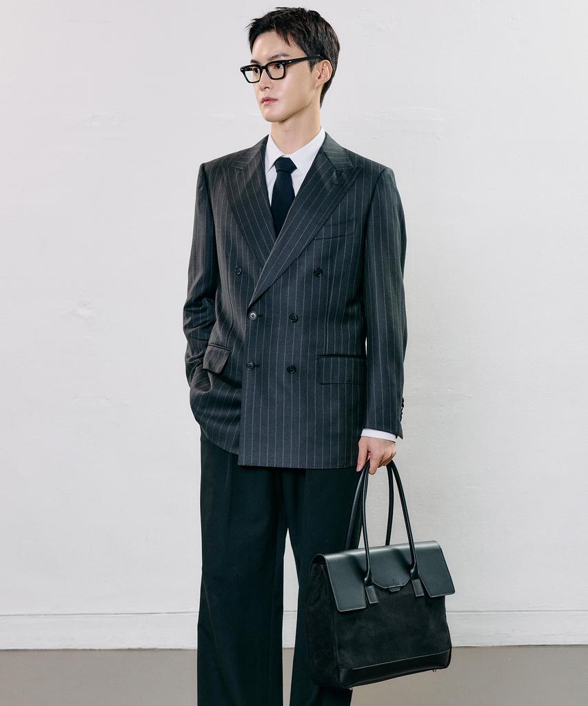 Bedford11Th Polygon Large Flap Tote [Black Real Suede Combo]