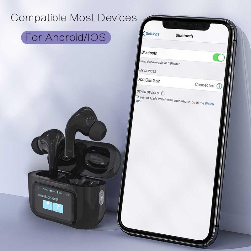 2024 Newest Design Wireless Smart Earphones Touch Screen Control Noise Cancel Headset HiFi Stereo Surround Music Headphone For All Smartphones