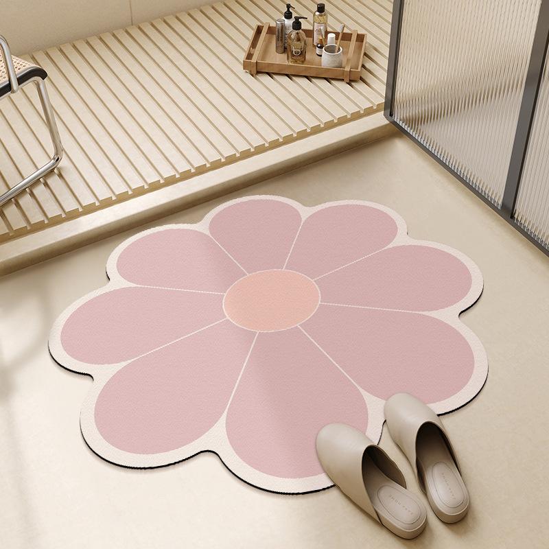 Маленький и свежий цветочный коврик для ванной комнаты, противоскользящий коврик для раковины, впитывающий воду коврик для пола на дверь туалета, диатомовый грязевой коврик