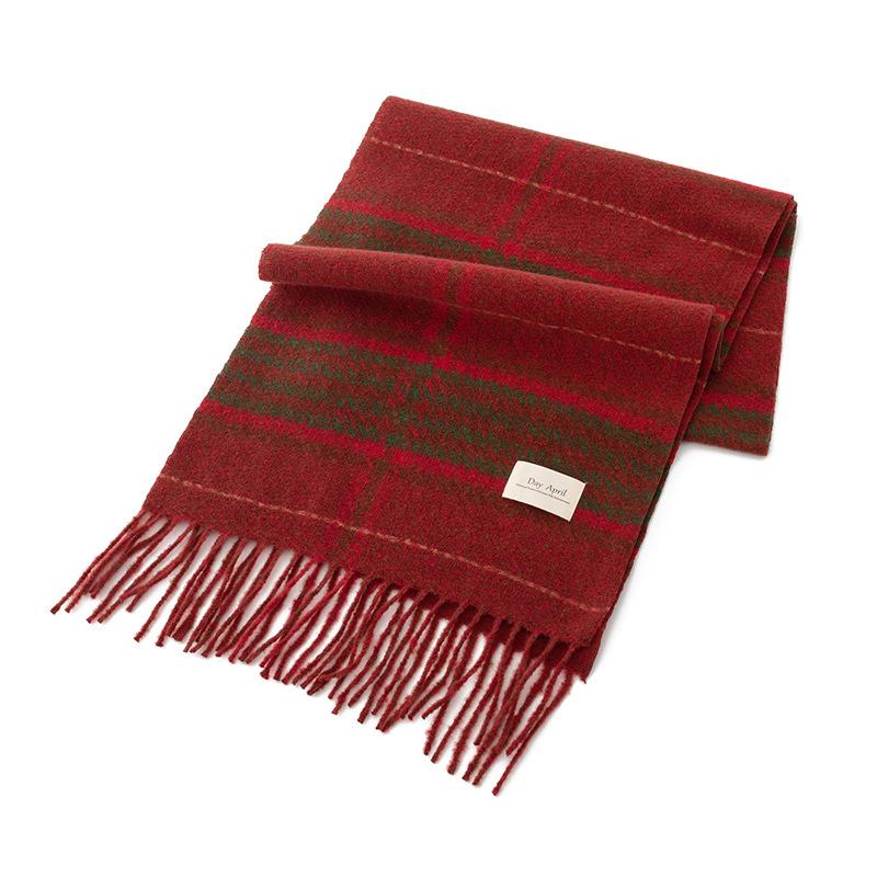 New Scarf Autumn and Winter Warm Women's Versatile Gift Plaid Shawl Imitation Cashmere Fringed Plaid Scarf New Year