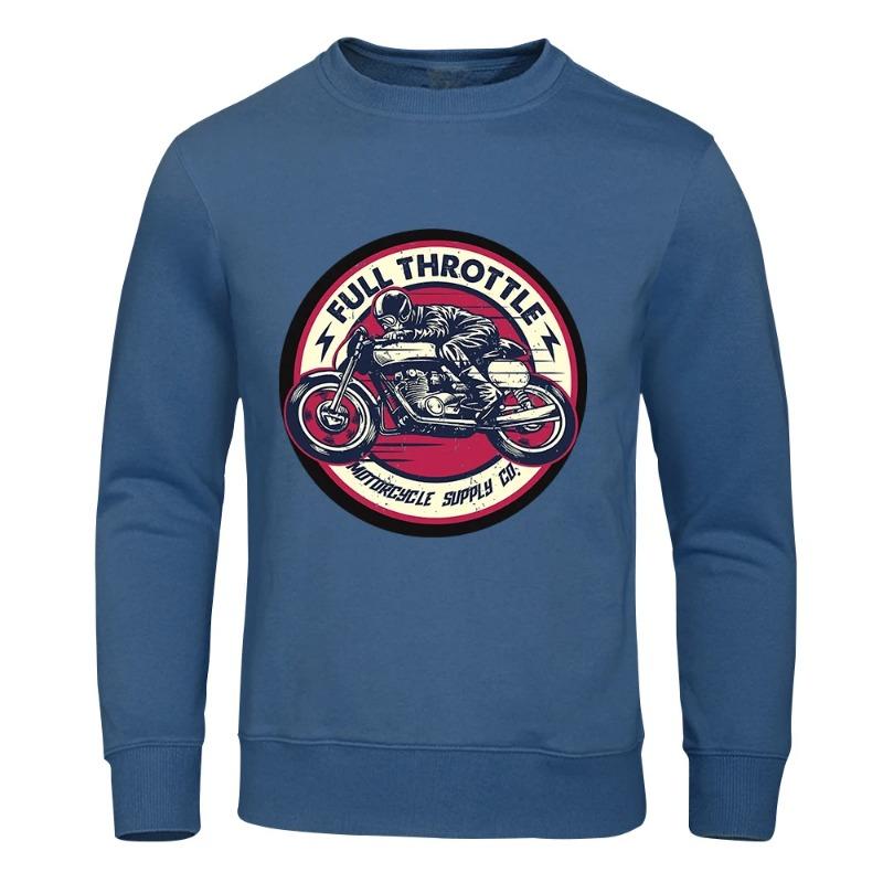 Full Throttle Motorcycle Locomotive Culture Мужские модные повседневные толстовки с капюшоном Флисовые теплые осенние повседневные спортивные свитера и длинные рукава для мужчин
