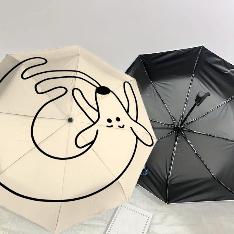 1PC rabbit smiley Umbrella-8-Rib Reinforced Portable Folding Travel Suitable for All Seasons Outdoor Daily Use-J375