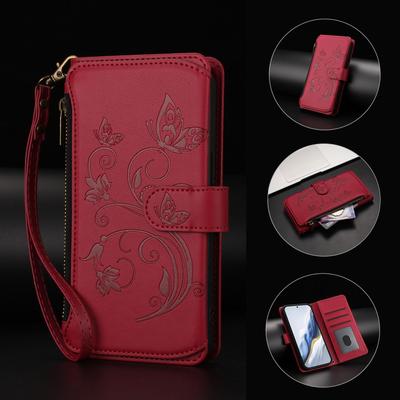 3D Бабочка Цветок Кожаный Чехол-кошелек для телефона Книжка Подставка для iPhone 17 16 Pro Max Samsung S25 Xiaomi Redmi Honor Oppo Moto Google Слот для карт Откидная крышка