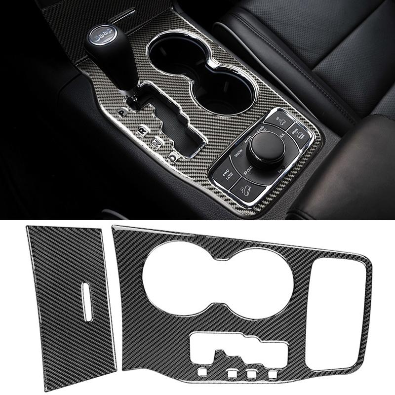 Center Console Gear Shift Cup Holder Panel Decoration Cover for Jeep Grand Cherokee 2011-2018 Carbon Fiber Interior Accessories
