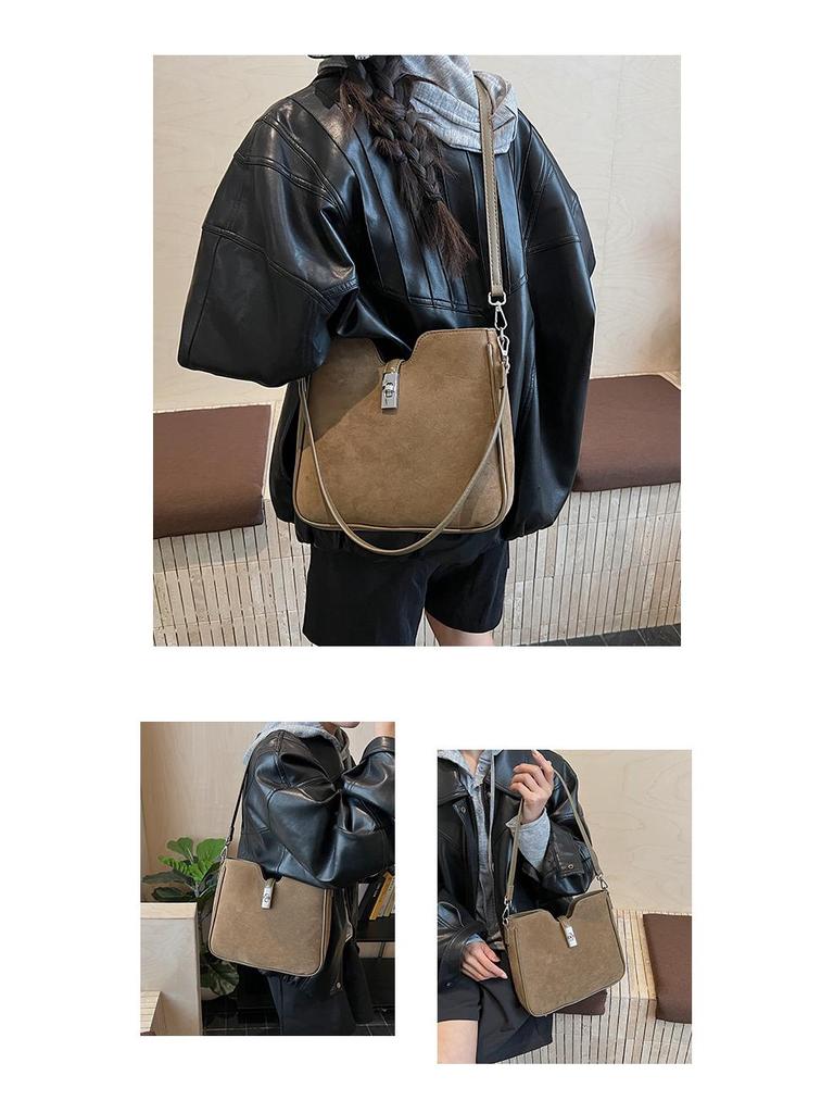 Винтажная матовая минималистичная сумка кроссбоди на плечо большой вместимости 2025