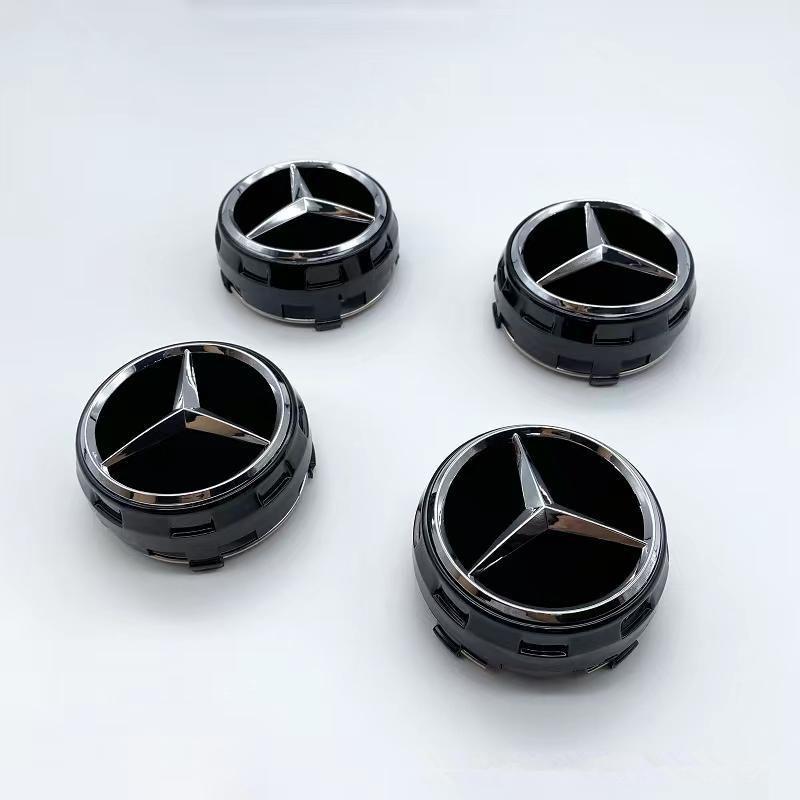CDR4 4Pcs 75MM Car Wheel Center Hub Cap Cover For Mercedes Benz A B C S Class AMG W212 W205 W204 W211 W213 CLA GLC W176 W221 Sticker