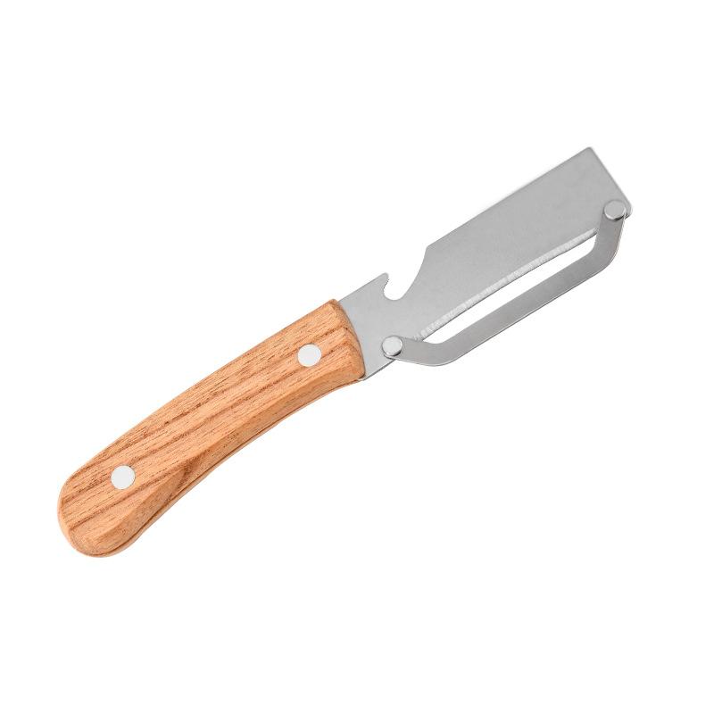 3 in 1 Multifunction Serrated Knife Vegetable Peeler Handle with Bottle Opener for Culinary Kitchen Tools