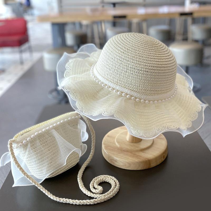 Summer Children's Sun Protection Beach Straw Hat Princess Girl's Vacation Woven Sun Hat