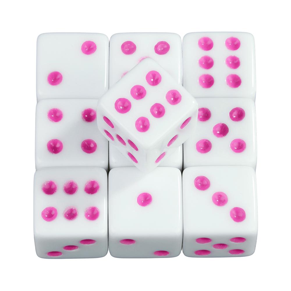 Белые игральные кости 10 шт. 6-гранные игральные кости квадратные углы 16 мм математические развлечения акриловые игральные кости инструмент