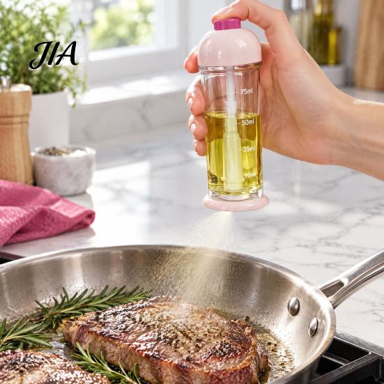 Fine Mist Oil Sprayer Downward Spray Bottle for Kitchen, Air Fryer Mister with Atomizing Nozzle, Salad Dressing One-Hand Press Control Dispenser,