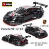 AABKO1 Bburago 1:24 black Porsche 911 GT3 R racing edition die casting alloy car model Art Deco Toy tool gift factory authorization
