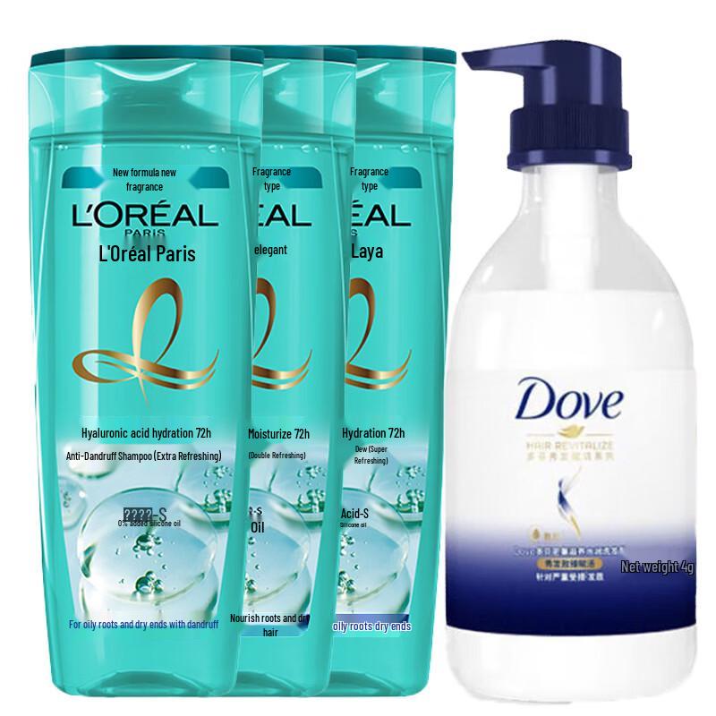Dove Nourishing Shower Milk & L'Oréal Hyaluronic Acid Anti-Dandruff Shampoo Set