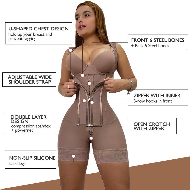 European & American Mesh Abdomen Control Bodysuit - Adjustable Postpartum Shaping Cincher for Women