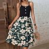 Летние женские цветочные платья без рукавов с U-образным вырезом, повседневные платья для пляжного отдыха и отдыха