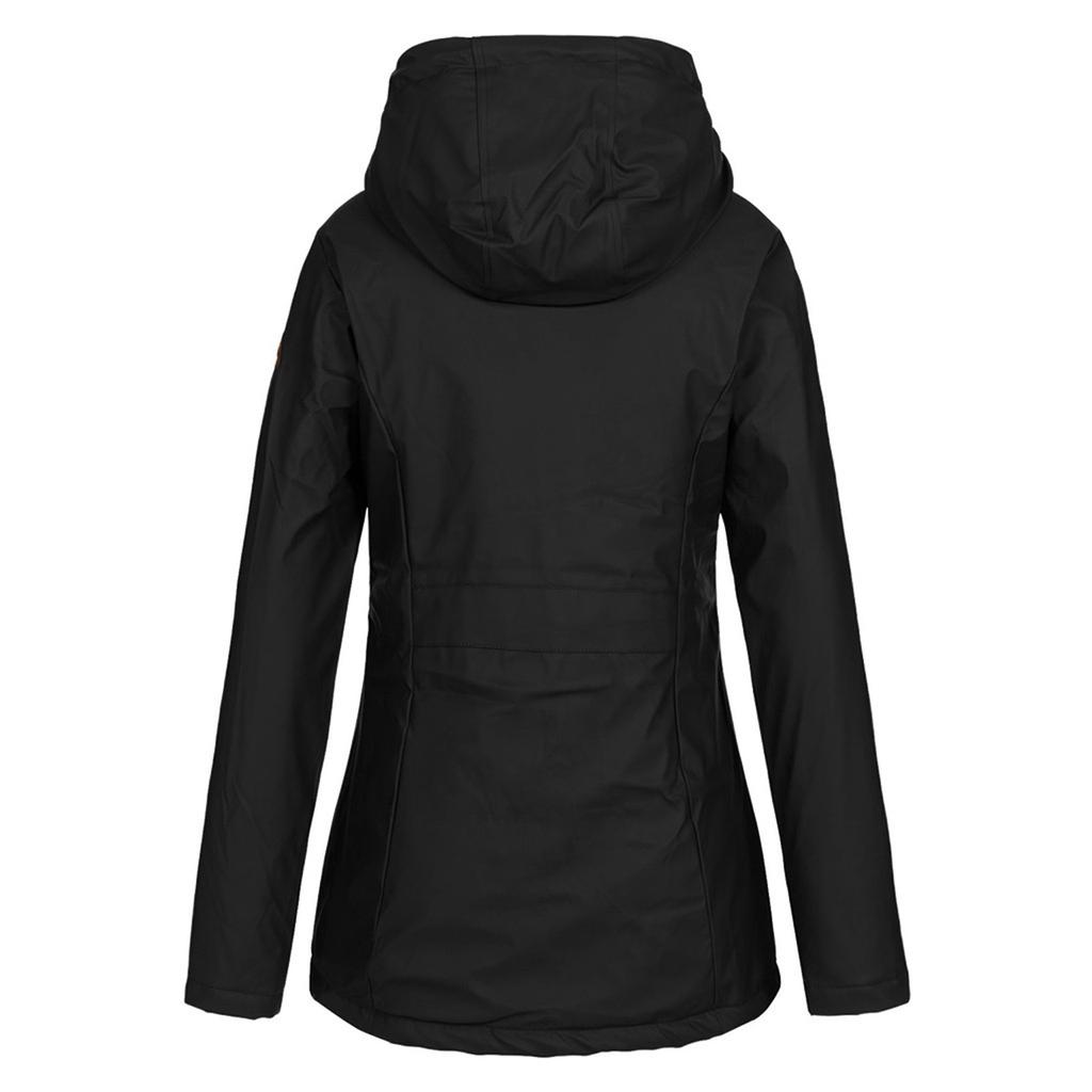 Women's Solid Rain Jacket Outdoor Hoodie Waterproof Overcoat Lady Windproof Coat