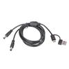 Двойной выход 5.5x2.5 мм Кабель для зарядки с разъемами USB A и Type C Вход Поддержка 5V 3A Длина 1 м Черный