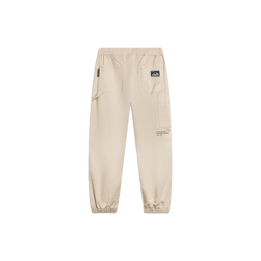 Li Ning Disney Collaboration Series Logo Letter Embroidered Claws Loose Knit Sports Pants Men Pants Light-Milk-Brown AKXT085-1