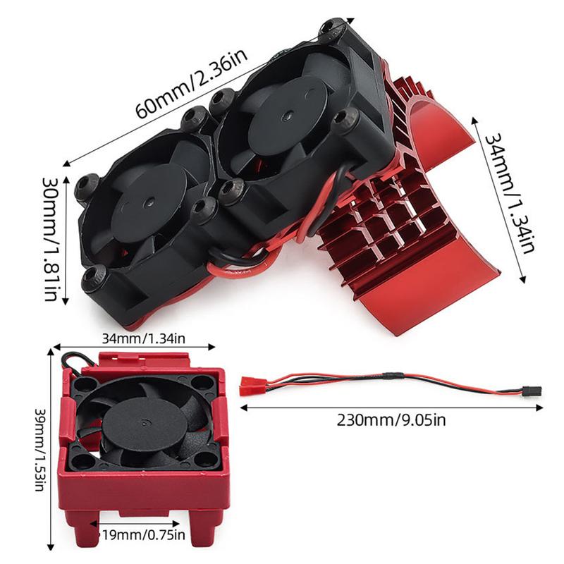 RC VXL-3s ESC Cooling Fan Motor Dual Fan Set Compatible Traxxas Slash 4x4 Stampede 4x4 Rustler 4x4 Hoss 4×4 Velineon Heat Sink