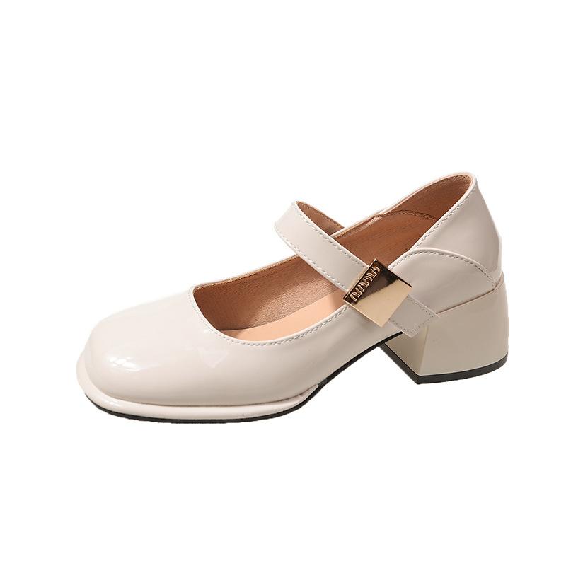 Туфли на толстом каблуке, женские с юбкой, туфли на среднем каблуке, туфли Мэри Джейн с неглубоким носком, женские весенние туфли из кожи, женская модная обувь