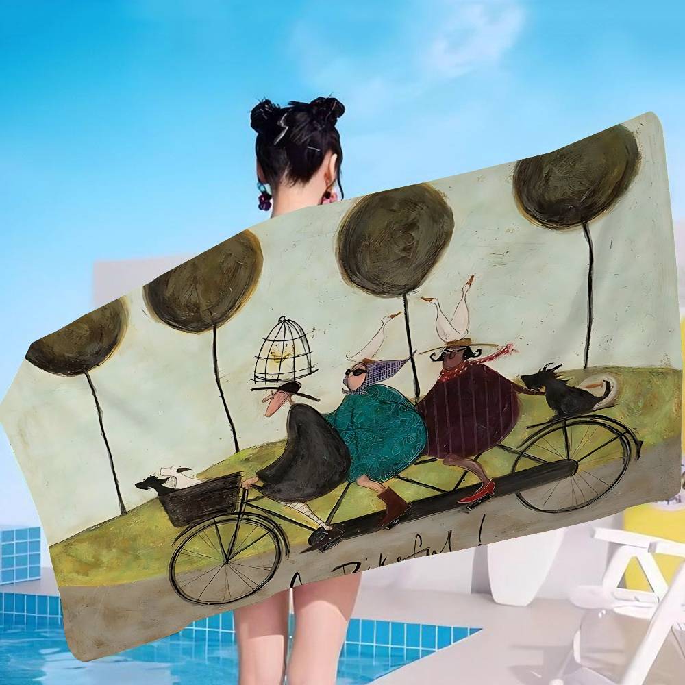 Sam Toft Art Abstract Landscape Big Microfiber Beach Towels Quick Dry Towel Sand Beach Towels Pool Towel for Travel Swim Pool
