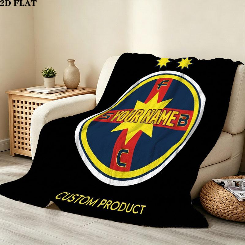 1PC Fcsb Custom Name Patterned Flannel Blanket Suitable For All Seasons for Home Decor Warmth and Comfort Gifts Holiday Gift