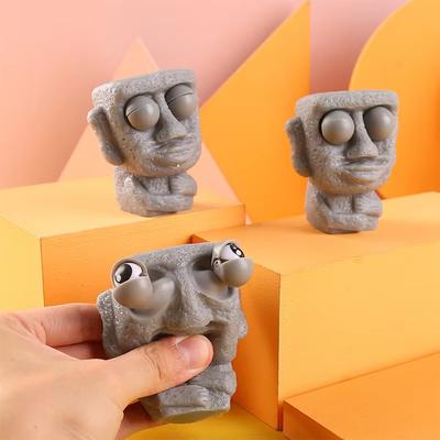 1 шт. Каменный человек снимает стресс игрушка медленно отскакивает мягкая статуэтка Моаи сжимать глаза заинтересованное выражение расслабляет стресс детский подарок