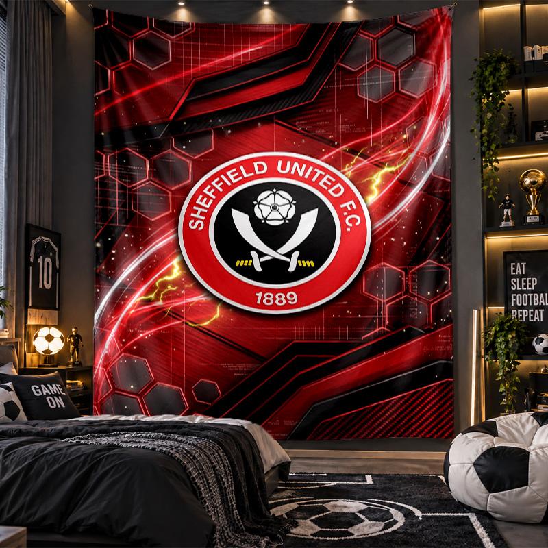 Wall Hanging Tapestry Sheffield United Football Print Cloth for Living Room Bedroom Home Decor
