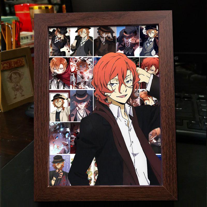 Рамка для фото в стиле аниме Bungo Stray Dogs: Дазай Осаму, Рюносуке Акутагава, Накахара Чуя - готовый стенд для фотоколлажа в подарок
