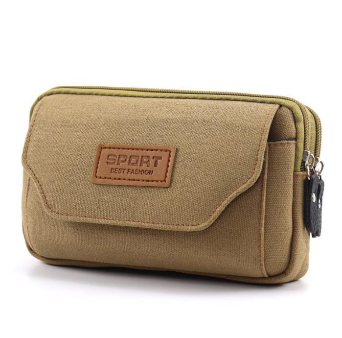 Мужская кожаная и холщовая многофункциональная поясная сумка для строительных площадок