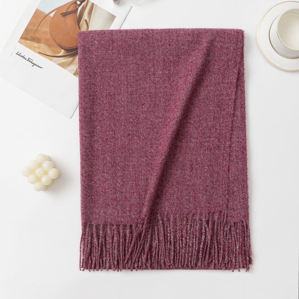 Solid Color Imitation Cashmere Scarf with Tassels - Unisex Winter Shawl