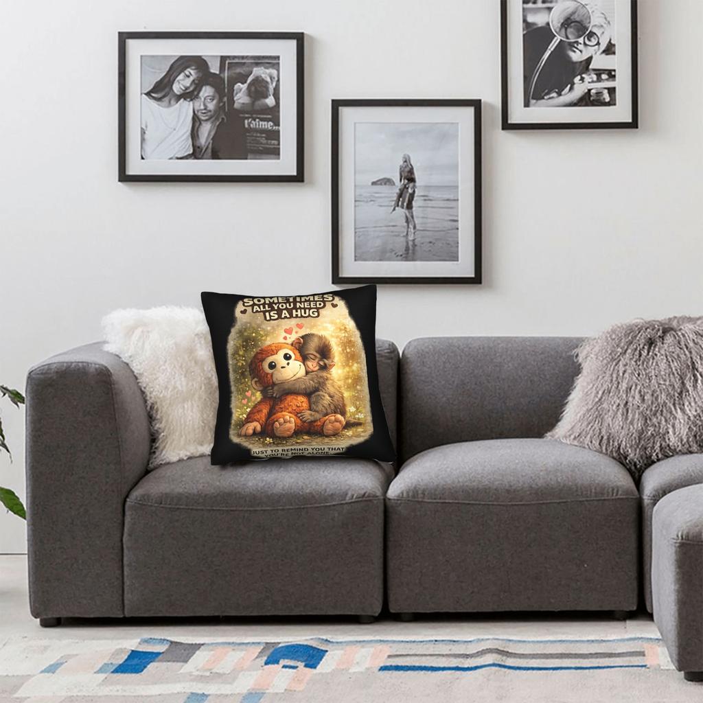 Punch Monkey Hug Stor Cute Baby Macaque Plush Toy Pillowcases Retro Trendy Pillow Case For Office Home Decor Comfy Pillow Cover