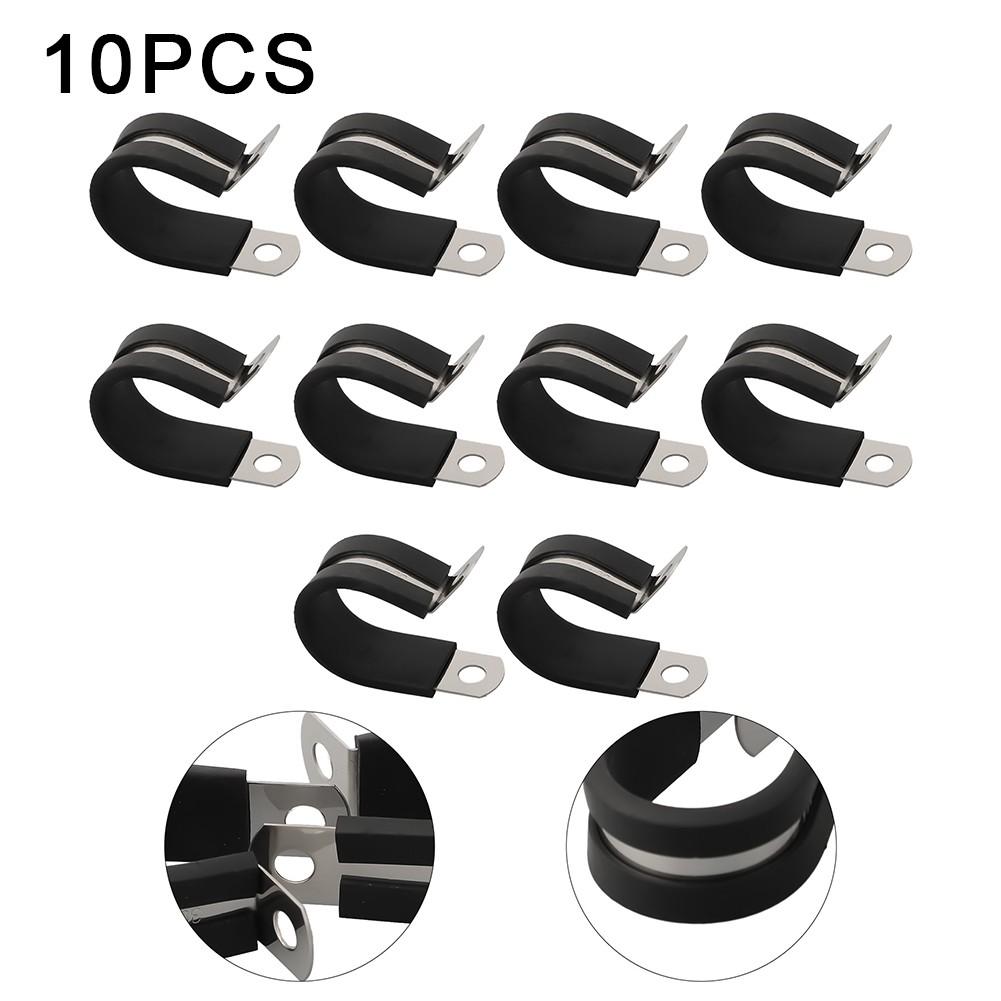 10pcs Stainless Steel Rubber Lined P Hose Pipe Clamps Cable Mounting Clips Wire