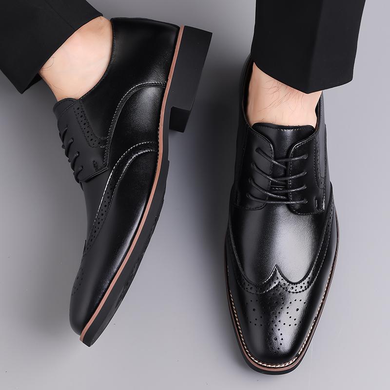 Деловые мужские кожаные туфли в стиле ретро для отдыха на свежем воздухе, вечеринки, черно-коричневые туфли для жениха на свадьбу, размер плюс 38-48