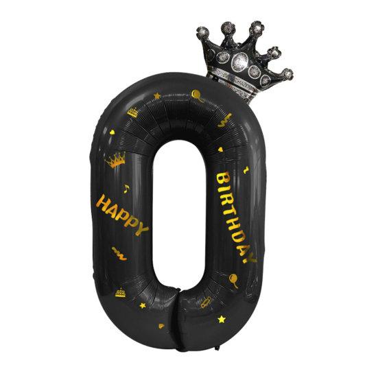 40-дюймовые большие черные воздушные шары с цифрами в виде короны и надувной соломой, товары для детского душа, свадьбы, дня рождения, вечеринки