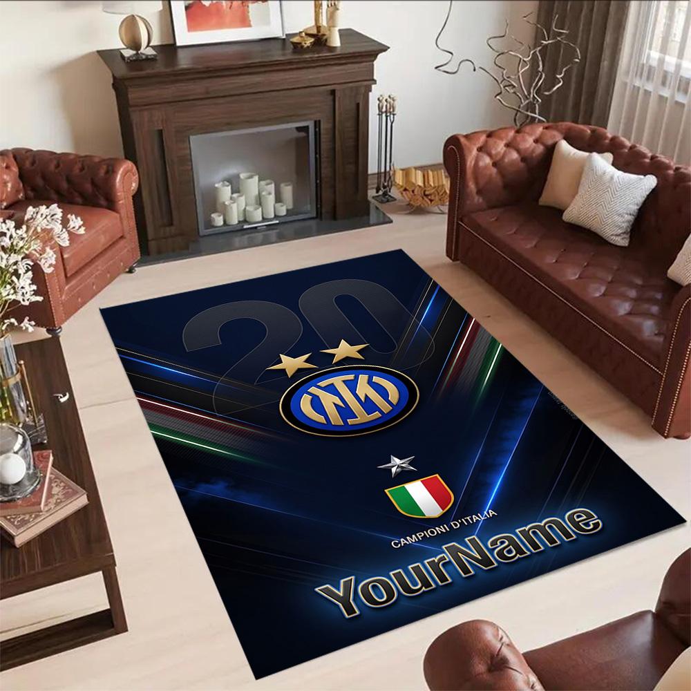 Inter Milan Customize Text Floor Rug Office Rug Design for Playrooms Decorate room Hallway Kitchen Antislip Carpet Office home decor Gift for Festival