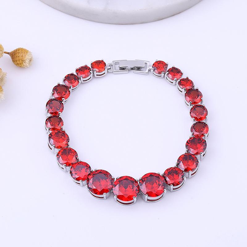 Браслет из циркония постепенного размера с медным покрытием из платины и инкрустированными драгоценными камнями, круглое цветное сокровище.