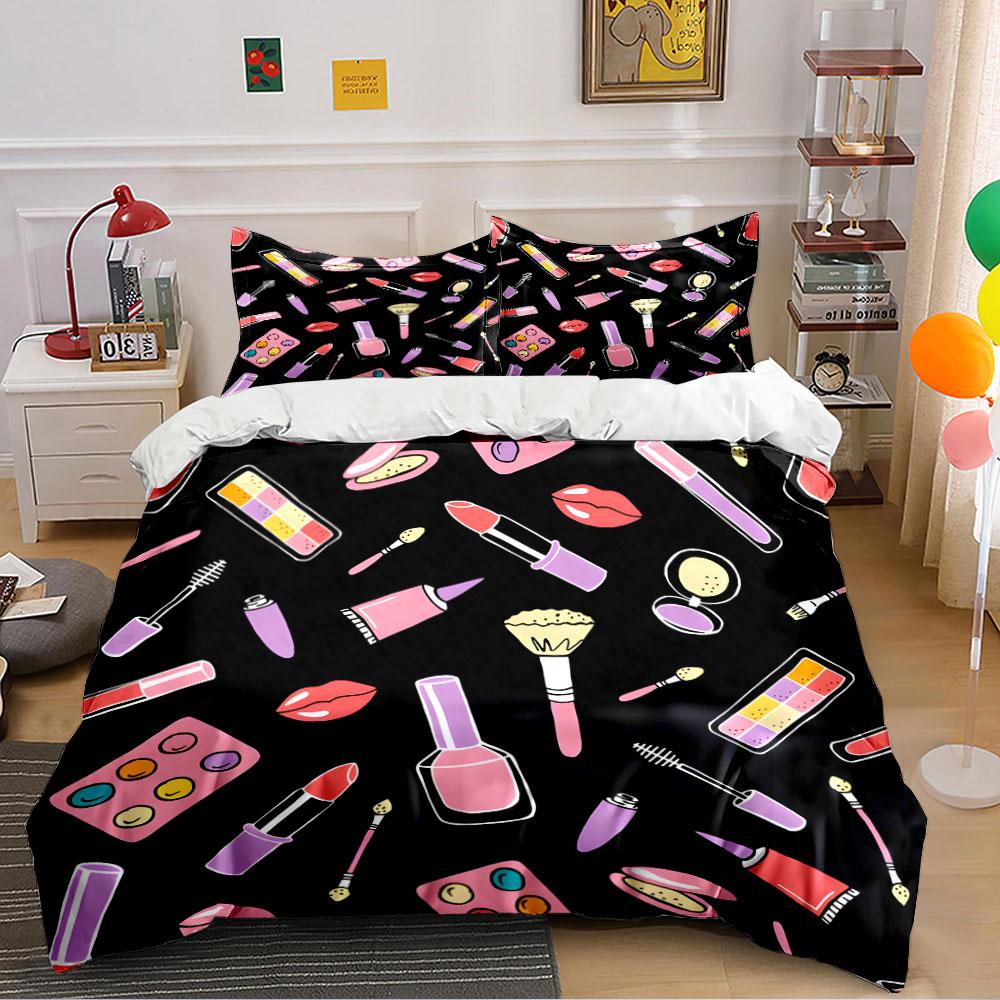 Makeup Pattern Bedding Set Bedding Duvet Cover Set Duvet Cover Pillowcases (1 * Duvet Cover 2 * Pillowcases, without duvet insert)