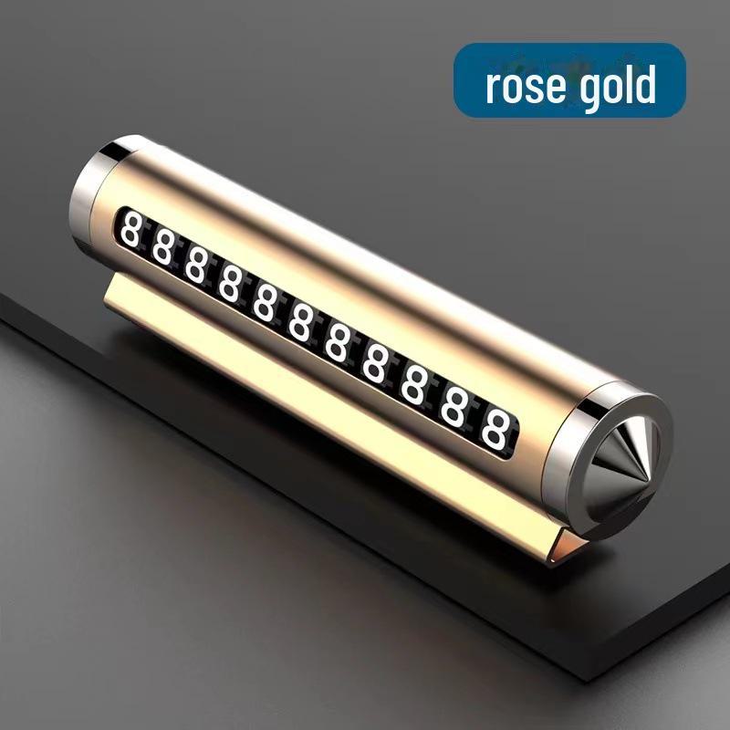 Знак парковки автомобиля из авиационного сплава и молоток безопасности с табличкой с номером телефона