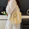 Artistic Small Fresh Straw Hollow Tote Bag Women's 2025 Summer Large-capacity Leisure Vacation Shoulder Beach Bag