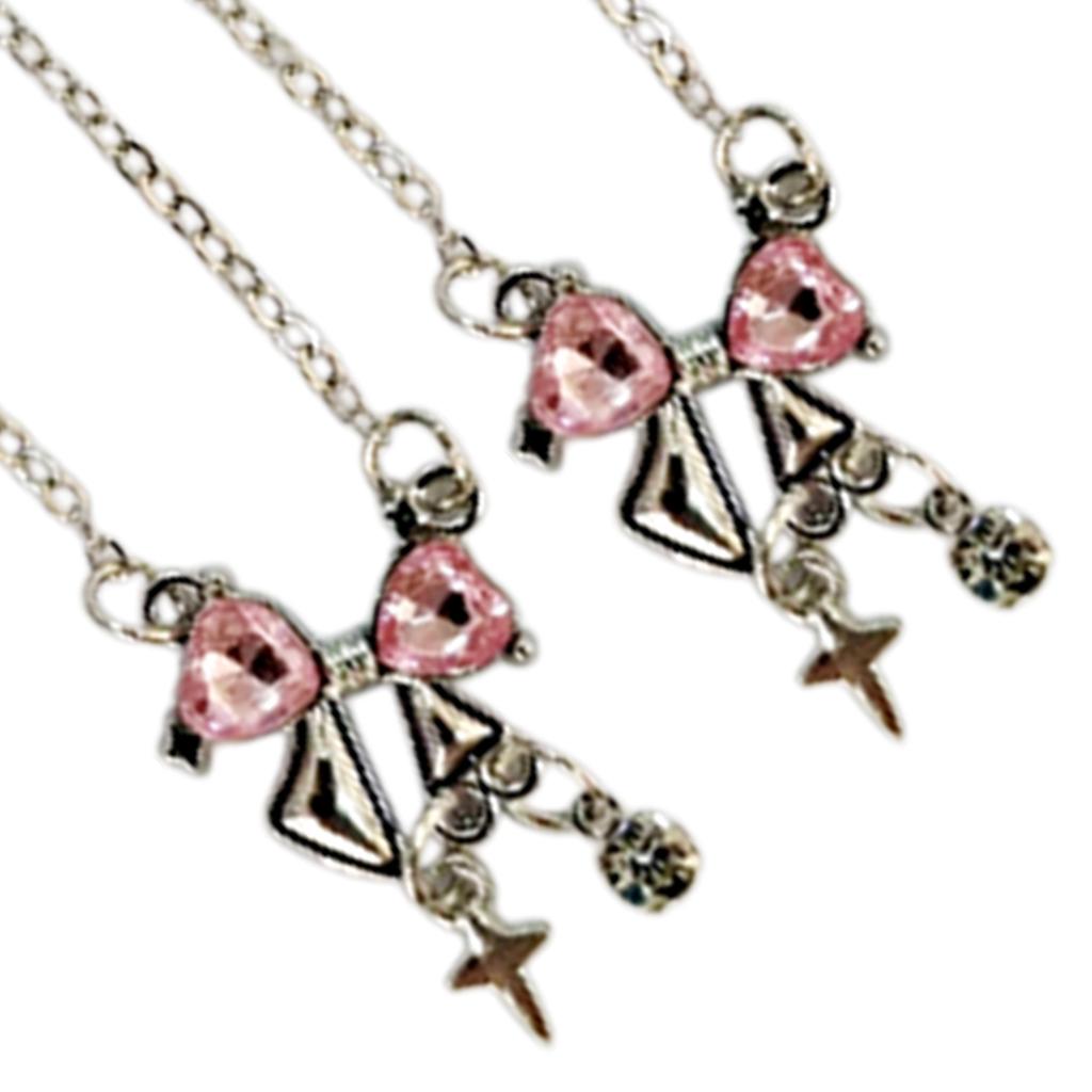 Elegant Pink Bowknot Necklace Women Fashion Jewelry Alloy Texture Elegant Women Necklace Suitable for Comfortable Wear
