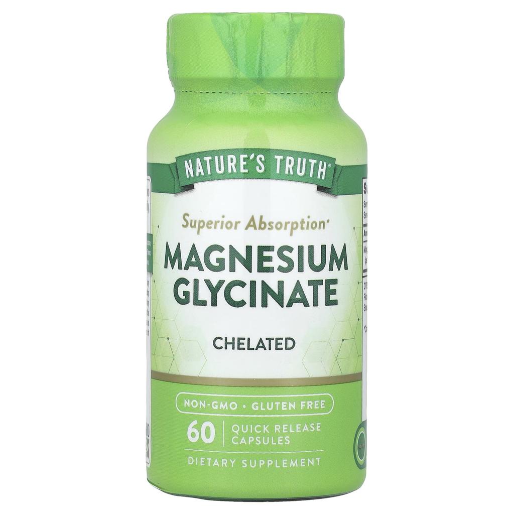 Nature'S Truth, Magnesium Glycine, Chelated, 200Mg, 60 Rapid Release Capsules (100Mg per Capsule)
