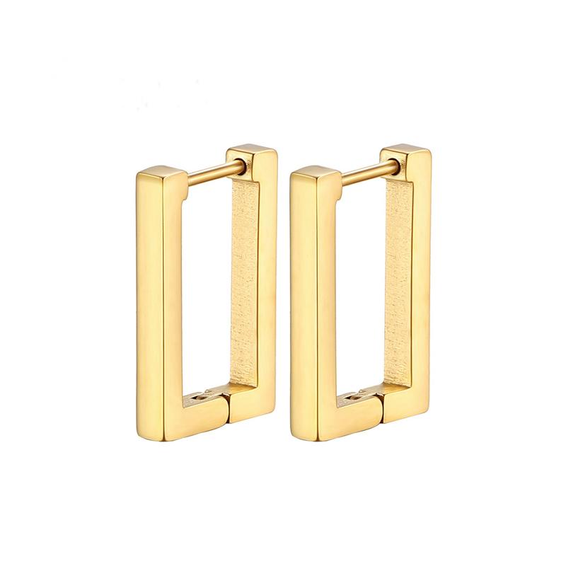 Fashion Stainless Steel Rectangle Hoop Earrings For Women Huggie Geometric Punk Hip Hop Unisex Jewelry Gold Silver Black Color